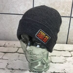 Portland Beanie Mens Unisex OSFA Hat Gray Stretch Knit Warm Winter Ski Cap